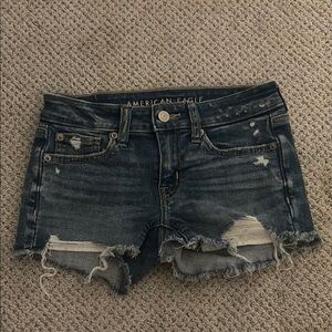 American Eagle Outfitters Blue Jean Shorts Distressed Design